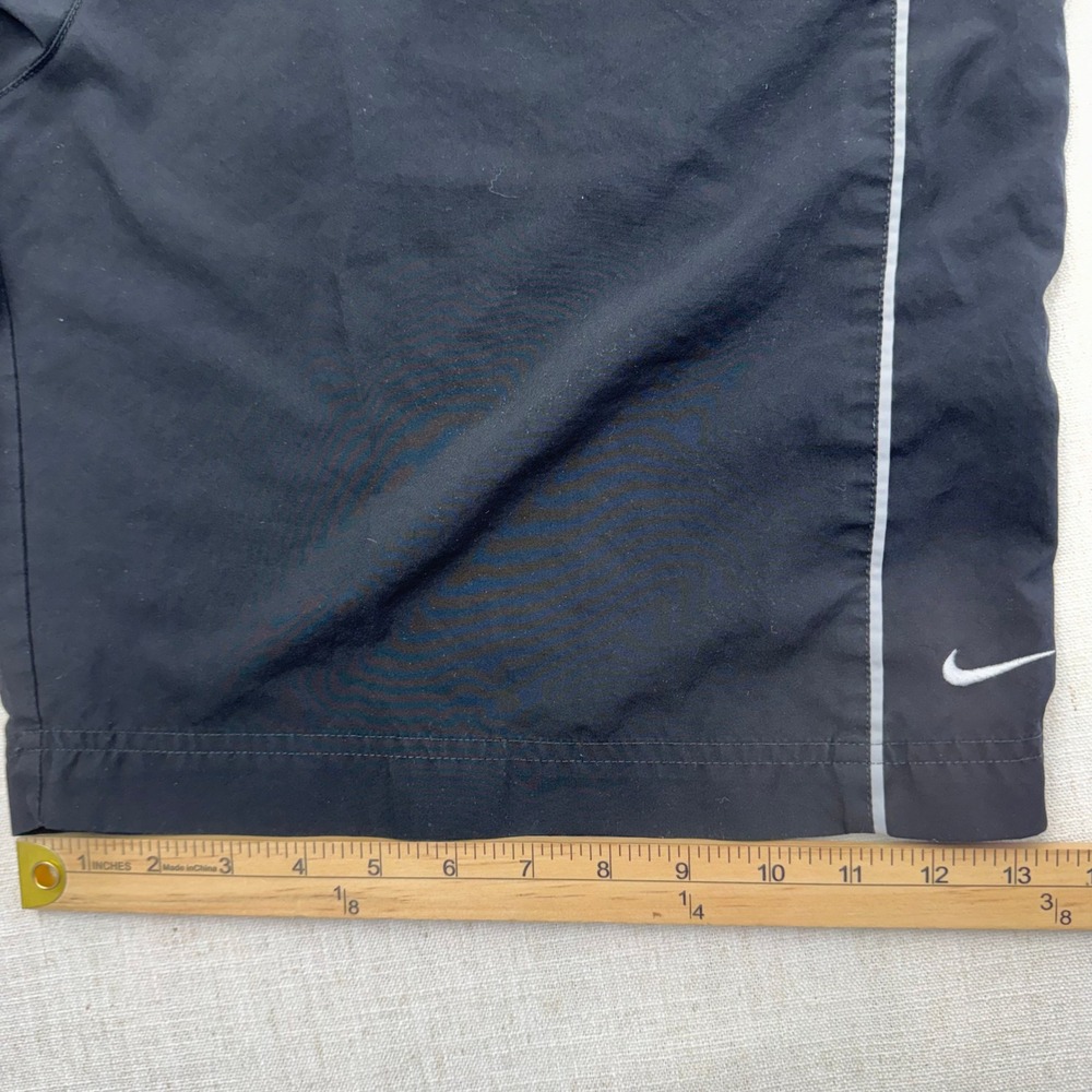 Nike Black Vintage Y2K Running Shorts Mens XL Reflective Embroidered Swoosh - Picture 8 of 14